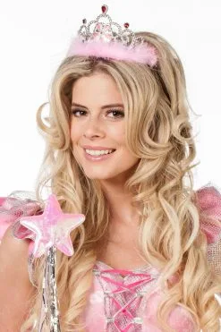 Kroontje Met Marabou Roze