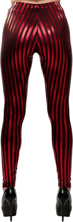 Legging Metallic Rood-Zwart Gestreept -Kostuum Winkel legging metallic rood zwart gestreept achterkant
