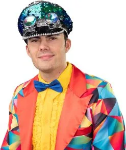 Luxe Bling Bling Pet Pailletten Blauw-Groen Met Bril