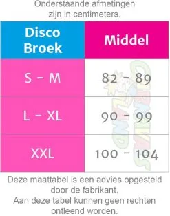 Disco Broek Zilver -Kostuum Winkel maattabel 25