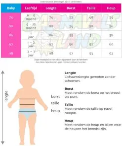 Baby Cowboypakje Texas -Kostuum Winkel maattabel 9009 11