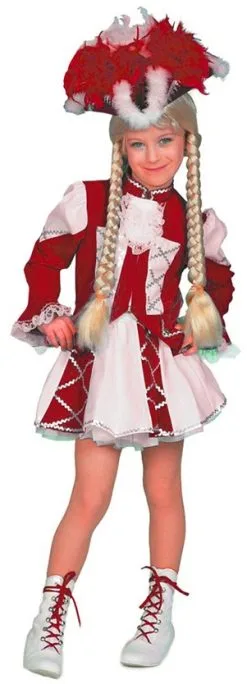 Meisjeskostuum Dansmarietje Rood/Wit