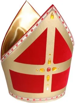 Mijter TV Sinterklaas Stefan Katoen Fluweel Rood