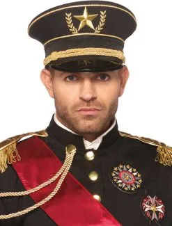 LEG AVENUE Militaire Pet Luxe Zwart-Goud -Kostuum Winkel militaire pet luxe zwart goud 3