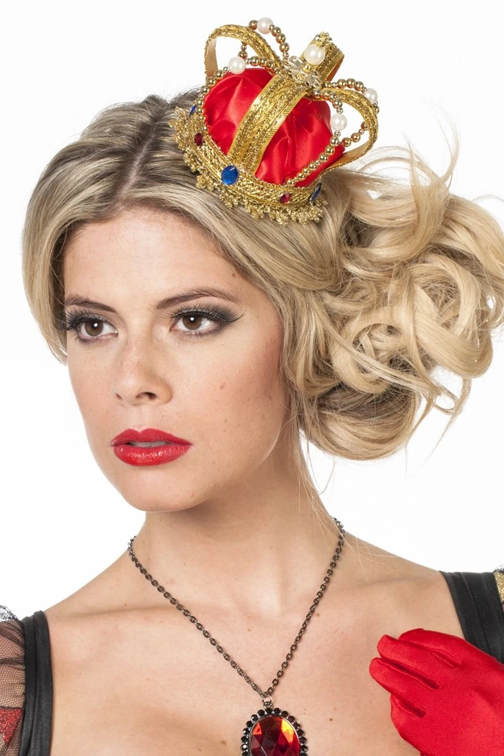 Mini Kroon Luxe Goud-Rood Met Clips 1 Mini Kroon Luxe Goud-Rood Met Clips