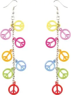 Oorbellen Hippie Peace -Kostuum Winkel oorbellen hippie peace 3