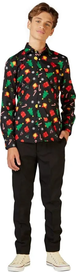 Overhemd OppoSuits Christmas Icons Black Voor Jongens
