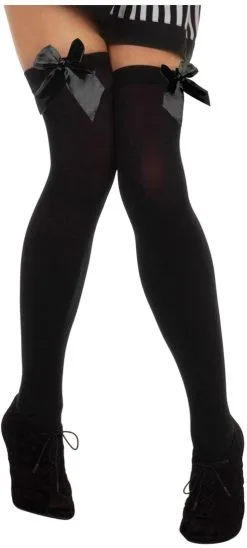 Overknee Kousen Zwart Met Zwarte Strik