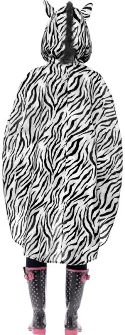 Party Poncho Zebra -Kostuum Winkel party poncho zebra achterkant