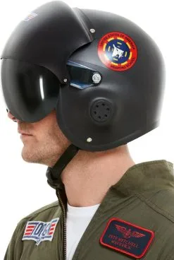 Pilotenhelm Top Gun Zwart -Kostuum Winkel pilotenhelm top gun zwart zijkant 2