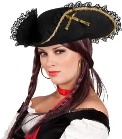 Piratenhoed Fanny Zwart-Goud Voor Dames