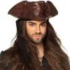 Piratenhoed Tricorne Lederlook Bruin