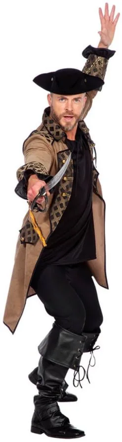 Piratenjas Heren Taupe Luxe -Kostuum Winkel piratenjas heren taupe luxe 1