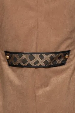 Piratenjas Heren Taupe Luxe -Kostuum Winkel piratenjas heren taupe luxe detail achterkant