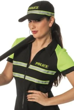Politie Pet Zwart/Geel -Kostuum Winkel politie pet zwart geel 3