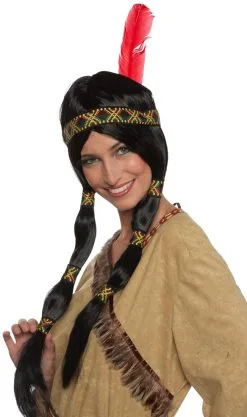 Pruik Indiaan Lange Staarten