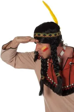 Pruik Indiaan Lange Vlechten