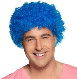 Pruik Klein Krul Blauw