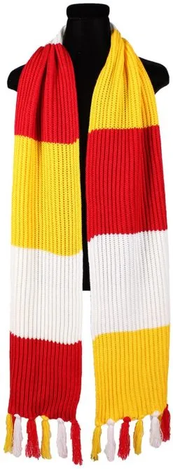 Rood-Wit-Gele Sjaal Luxe Gebreid (230x28cm)