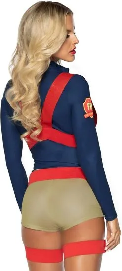 LEG AVENUE Sexy Catsuit Brandweervrouw - Hot Zone Honey -Kostuum Winkel sexy catsuit brandweervrouw hot zone honey detail achterkant