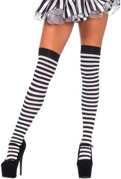 LEG AVENUE Sexy Overknee Zwart-Wit Gestreept