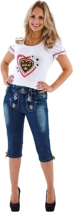 Tiroler Dames Trachten Jeans Kniebund