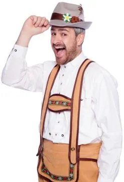 Tiroler Hoed Grijs Met Bruine Band