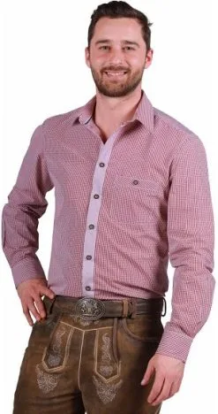 Tiroler Overhemd Markus Wijnrood-Wit