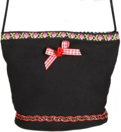 Tiroler Tasje Zwart Met Roosjes