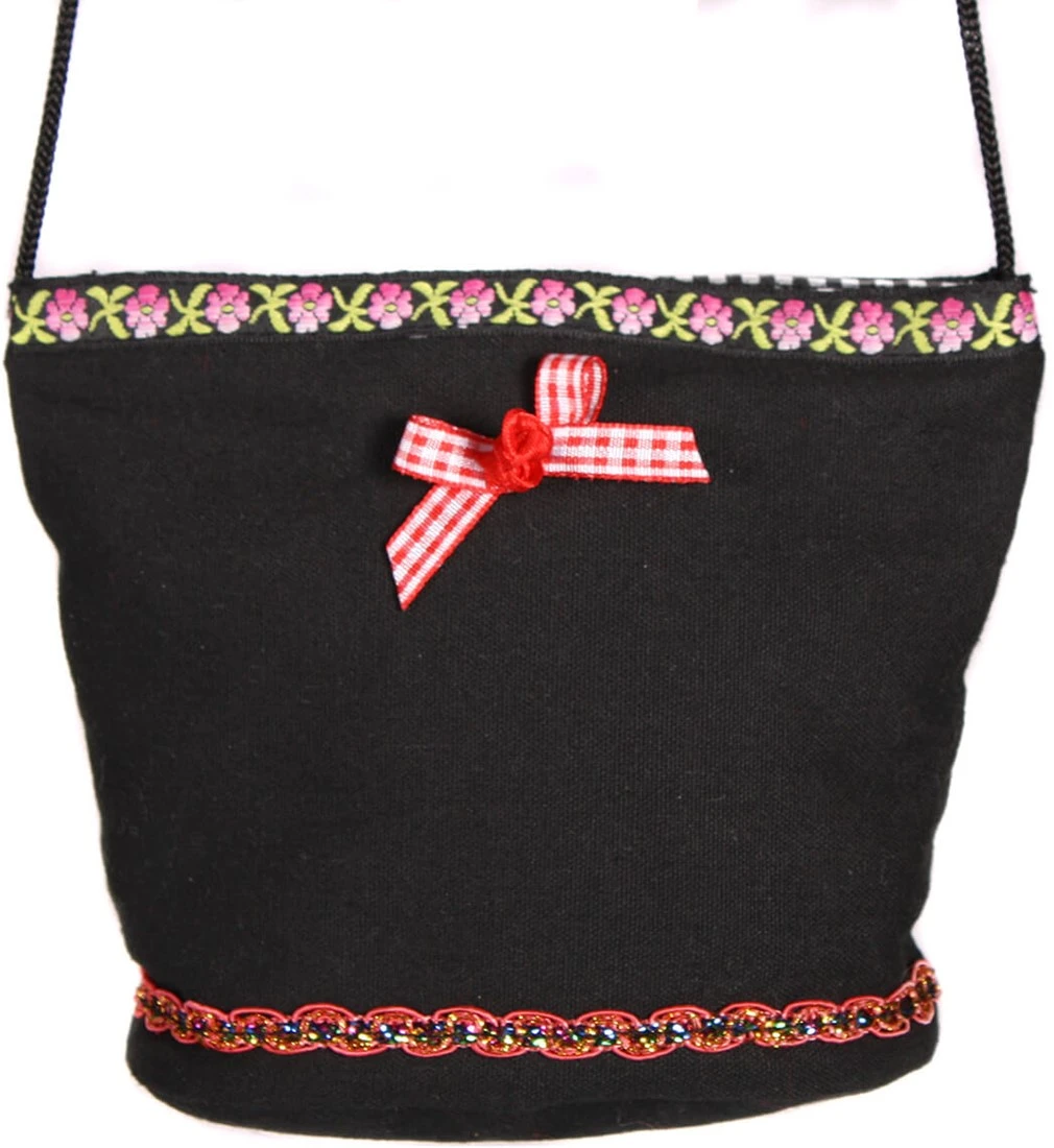 Tiroler Tasje Zwart Met Roosjes 1 Tiroler Tasje Zwart Met Roosjes