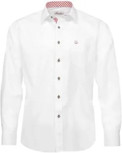 Tiroler Trachten Overhemd Wit-Rood (Slimfit)