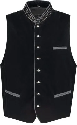 Tiroler Trachten Vest Zwart (Polyesther Fluweel)