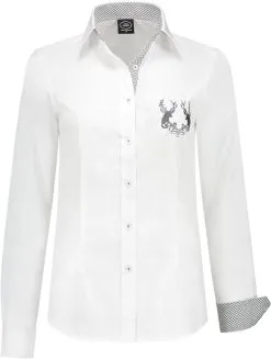 Tiroler Trachtenblouse Grijs/Wit Luxe Voor Dames