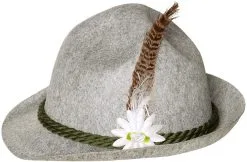 Tirolerhoed Ewald Grijs Met Veer En Bloem