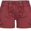 Trachten Jeans Kort Wijnrood Voor Dames