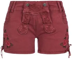 Trachten Jeans Kort Wijnrood Voor Dames