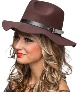 Trendy Flaphoed Donkerbruin