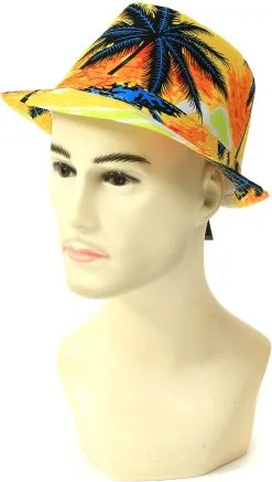 Trendy Hoedje Hawaii Met Palmbomen Geel