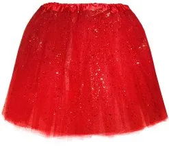 Tule Rokje Rood Met Glitter