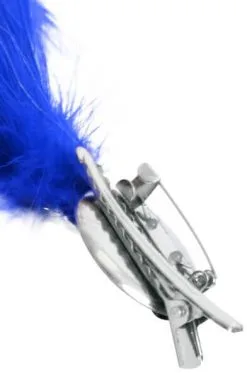 Verenpluim Blauw 30cm Buigbaar Met Speld En Clip 5 Verenpluim Blauw 30cm Buigbaar Met Speld En Clip -Kostuum Winkel verenpluim blauw 30cm buigbaar met speld en clip bevestiging