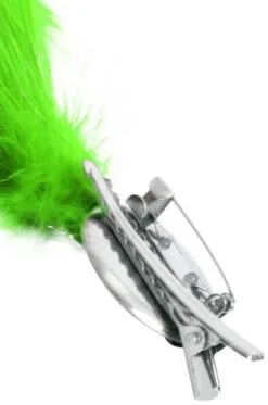 Verenpluim Groen 30cm Buigbaar Met Speld En Clip -Kostuum Winkel verenpluim groen 30cm buigbaar met speld en clip bevestiging