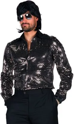 Zilveren Disco Blouse Heren Pailletten Luxe