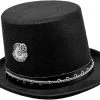 Zwarte Hoge Hoed Steampunk + Zilveren Details